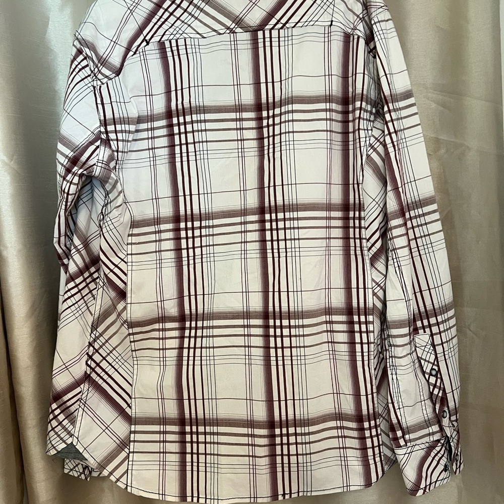 BKE Maroon and White Plaid Shirt - Picture 4 of 5